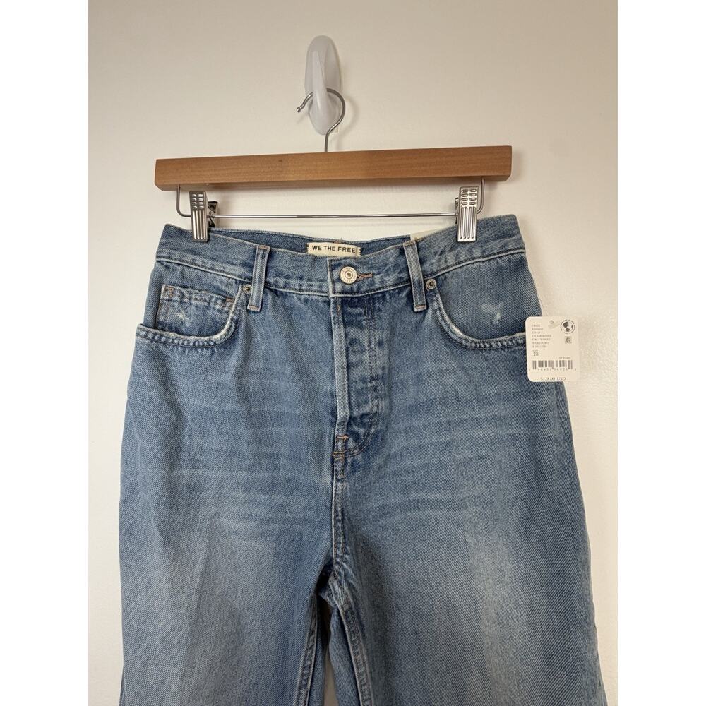 We The Free Women’s Blue Distressed High Rise Straight Leg Denim Jeans - Picture 3 of 16